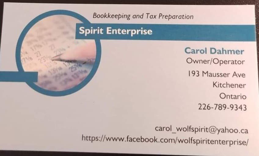 A business card for the bookkeeping and tax preparation company.