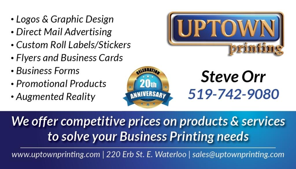 A business card for uptop printing