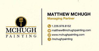 A business card for mchugh painting