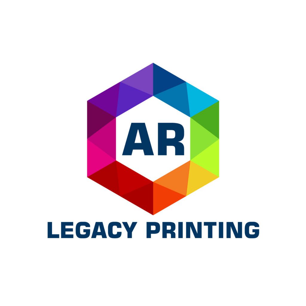 A colorful logo of an ar legacy printing company.