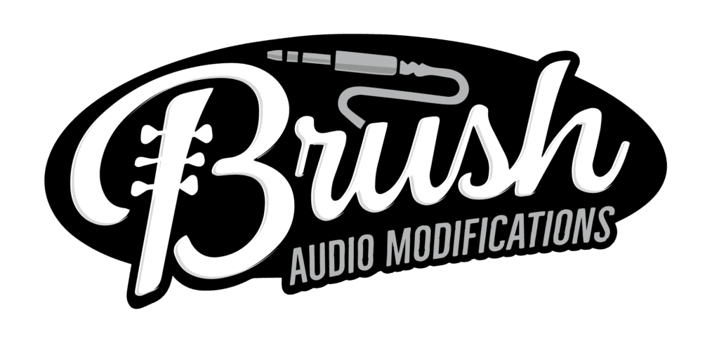 A black and white logo for brush audio modification.