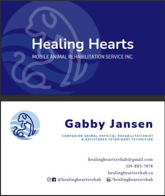 A business card for a rehabilitation service company.